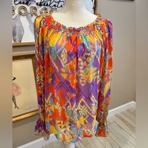 5 for $30 SHOW ME YOUR MUMU Colorful Ruffle Neck Blouse